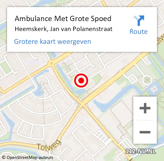 Locatie op kaart van de 112 melding: Ambulance Met Grote Spoed Naar Heemskerk, Jan van Polanenstraat op 26 augustus 2023 14:19
