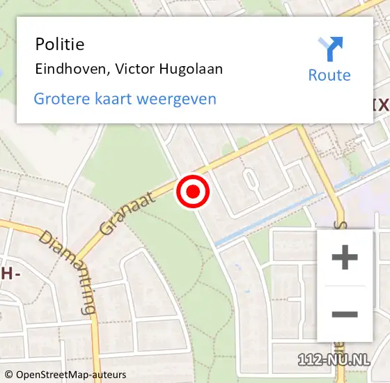 Locatie op kaart van de 112 melding: Politie Eindhoven, Victor Hugolaan op 26 augustus 2023 14:40