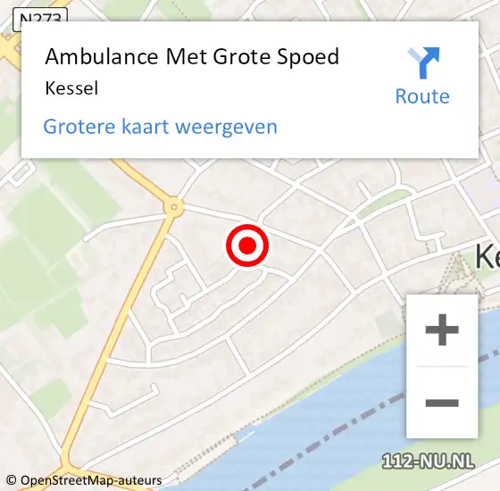 Locatie op kaart van de 112 melding: Ambulance Met Grote Spoed Naar Kessel op 26 augustus 2023 14:53