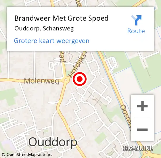 Locatie op kaart van de 112 melding: Brandweer Met Grote Spoed Naar Ouddorp, Schansweg op 26 augustus 2023 15:03
