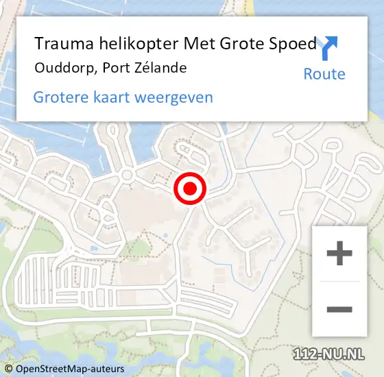 Locatie op kaart van de 112 melding: Trauma helikopter Met Grote Spoed Naar Ouddorp, Port Zélande op 26 augustus 2023 15:13