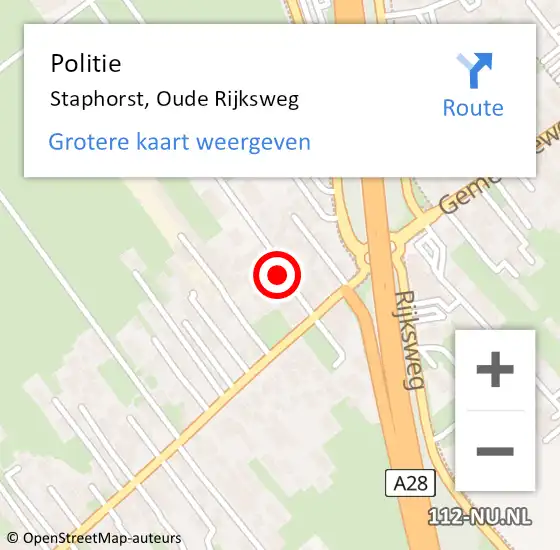 Locatie op kaart van de 112 melding: Politie Staphorst, Oude Rijksweg op 26 augustus 2023 15:21