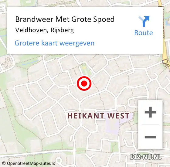 Locatie op kaart van de 112 melding: Brandweer Met Grote Spoed Naar Veldhoven, Rijsberg op 26 augustus 2023 15:22