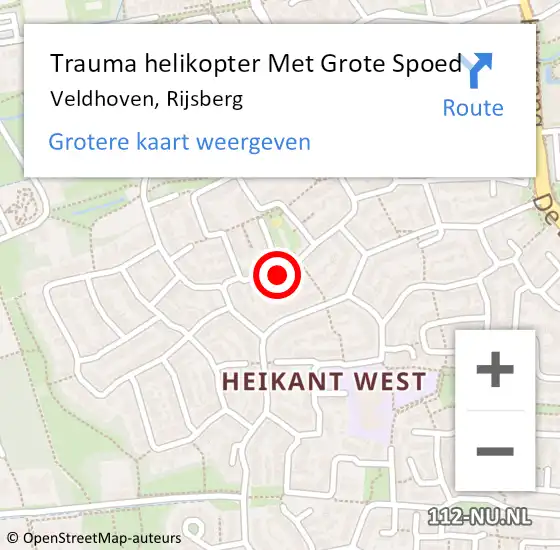 Locatie op kaart van de 112 melding: Trauma helikopter Met Grote Spoed Naar Veldhoven, Rijsberg op 26 augustus 2023 15:24