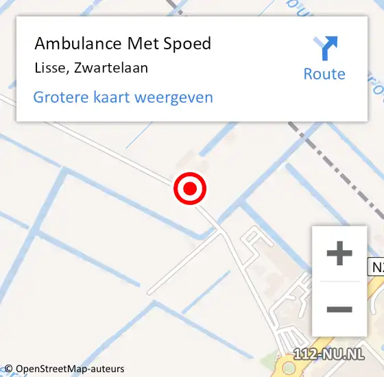 Locatie op kaart van de 112 melding: Ambulance Met Spoed Naar Lisse, Zwartelaan op 26 augustus 2023 15:44