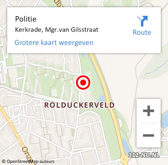 Locatie op kaart van de 112 melding: Politie Kerkrade, Mgr.van Gilsstraat op 26 augustus 2023 15:59