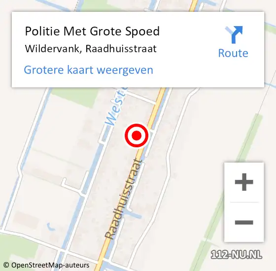 Locatie op kaart van de 112 melding: Politie Met Grote Spoed Naar Wildervank, Raadhuisstraat op 26 augustus 2023 16:12
