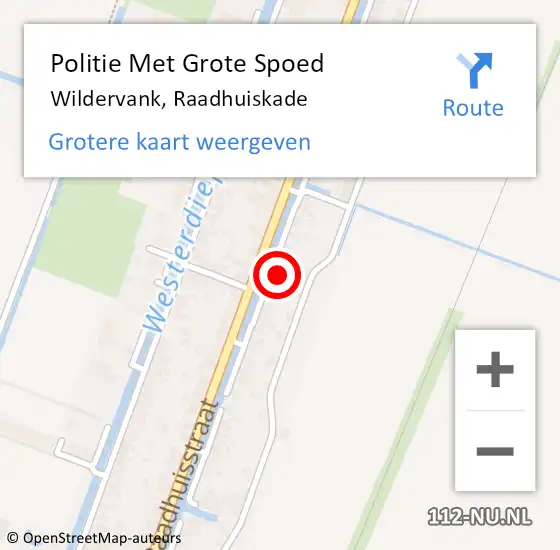 Locatie op kaart van de 112 melding: Politie Met Grote Spoed Naar Wildervank, Raadhuiskade op 26 augustus 2023 16:15