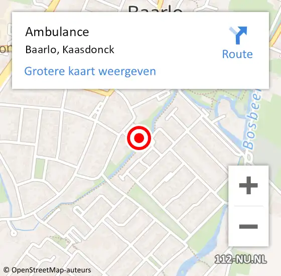 Locatie op kaart van de 112 melding: Ambulance Baarlo, Kaasdonck op 13 oktober 2013 17:27