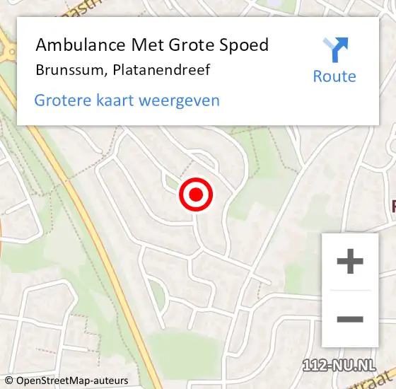Locatie op kaart van de 112 melding: Ambulance Met Grote Spoed Naar Brunssum, Platanendreef op 6 september 2014 00:28