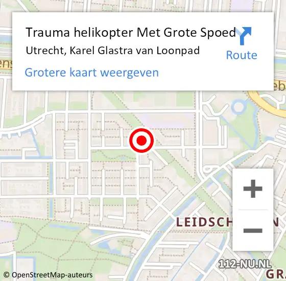 Locatie op kaart van de 112 melding: Trauma helikopter Met Grote Spoed Naar Utrecht, Karel Glastra van Loonpad op 26 augustus 2023 18:00