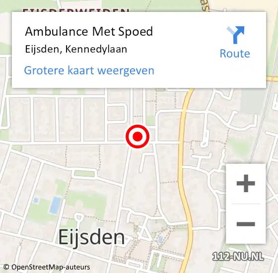 Locatie op kaart van de 112 melding: Ambulance Met Spoed Naar Eijsden, Kennedylaan op 6 september 2014 00:31