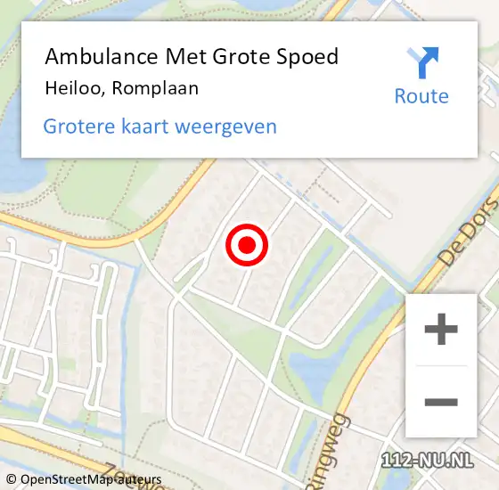 Locatie op kaart van de 112 melding: Ambulance Met Grote Spoed Naar Heiloo, Romplaan op 26 augustus 2023 18:10