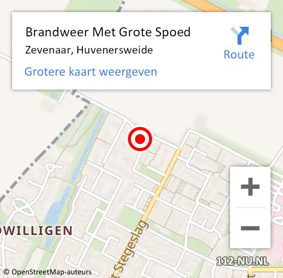 Locatie op kaart van de 112 melding: Brandweer Met Grote Spoed Naar Zevenaar, Huvenersweide op 26 augustus 2023 18:40