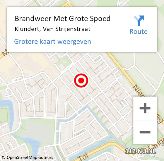 Locatie op kaart van de 112 melding: Brandweer Met Grote Spoed Naar Klundert, Van Strijenstraat op 26 augustus 2023 18:42