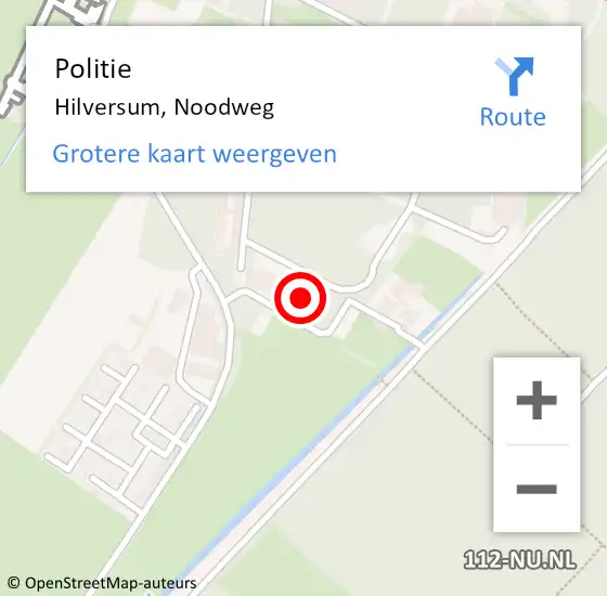 Locatie op kaart van de 112 melding: Politie Hilversum, Noodweg op 26 augustus 2023 18:57