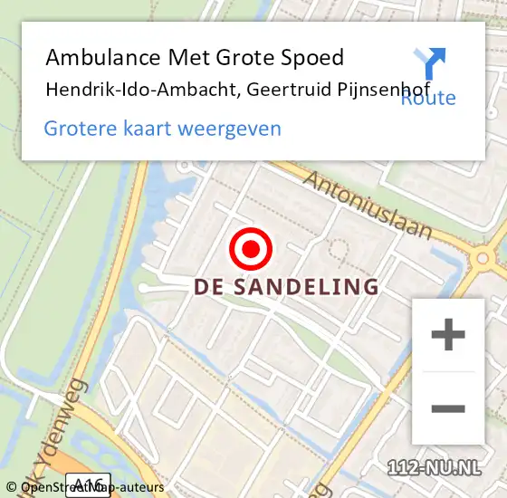 Locatie op kaart van de 112 melding: Ambulance Met Grote Spoed Naar Hendrik-Ido-Ambacht, Geertruid Pijnsenhof op 26 augustus 2023 19:05