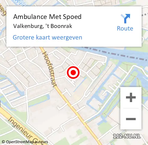 Locatie op kaart van de 112 melding: Ambulance Met Spoed Naar Valkenburg, 't Boonrak op 26 augustus 2023 19:16
