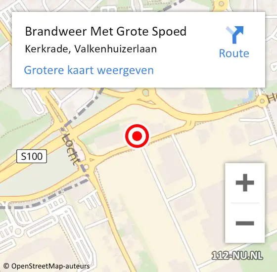 Locatie op kaart van de 112 melding: Brandweer Met Grote Spoed Naar Kerkrade, Valkenhuizerlaan op 26 augustus 2023 19:24