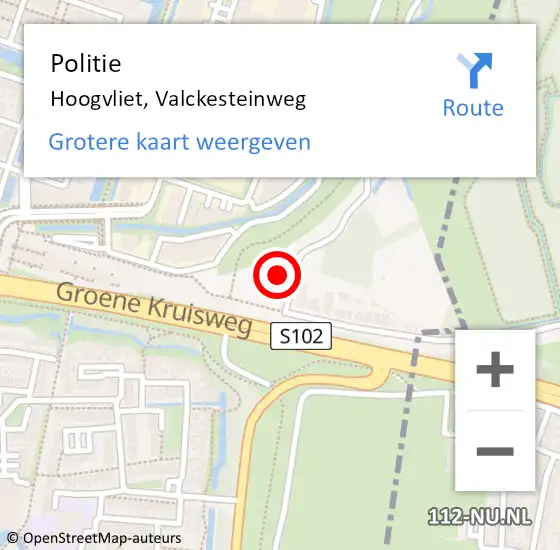 Locatie op kaart van de 112 melding: Politie Hoogvliet, Valckesteinweg op 26 augustus 2023 20:22