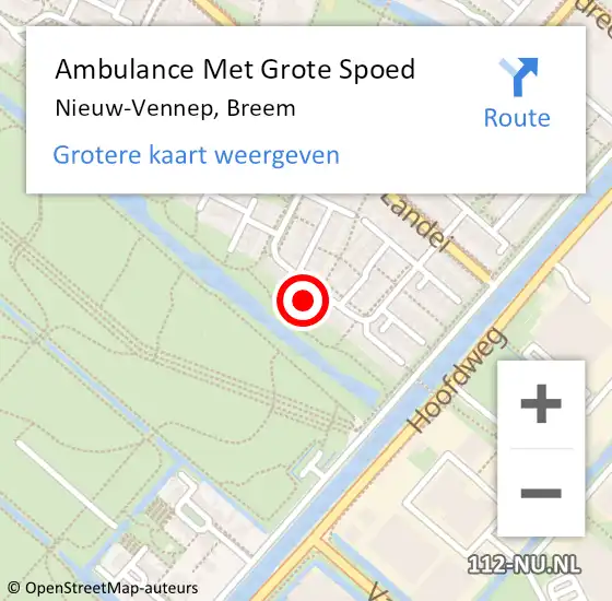 Locatie op kaart van de 112 melding: Ambulance Met Grote Spoed Naar Nieuw-Vennep, Breem op 26 augustus 2023 20:30