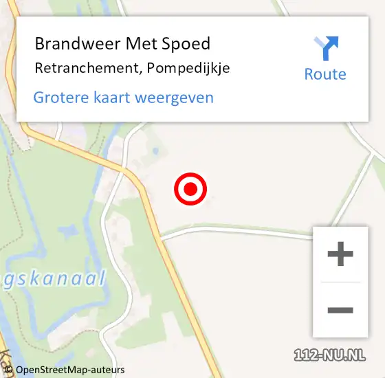 Locatie op kaart van de 112 melding: Brandweer Met Spoed Naar Retranchement, Pompedijkje op 26 augustus 2023 20:35