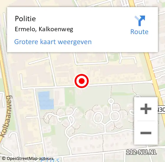 Locatie op kaart van de 112 melding: Politie Ermelo, Kalkoenweg op 26 augustus 2023 20:54