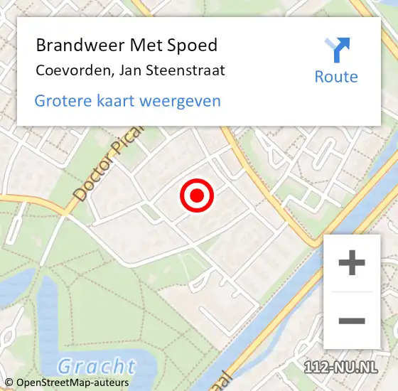 Locatie op kaart van de 112 melding: Brandweer Met Spoed Naar Coevorden, Jan Steenstraat op 26 augustus 2023 21:40