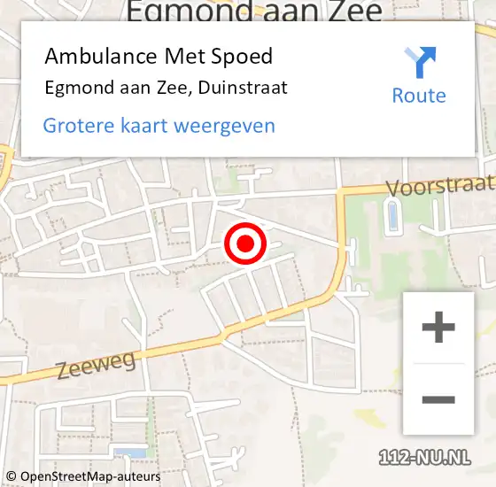 Locatie op kaart van de 112 melding: Ambulance Met Spoed Naar Egmond aan Zee, Duinstraat op 6 september 2014 01:04