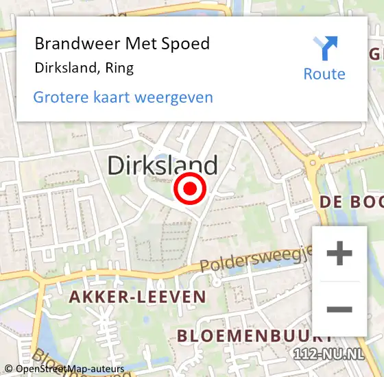 Locatie op kaart van de 112 melding: Brandweer Met Spoed Naar Dirksland, Ring op 26 augustus 2023 22:07