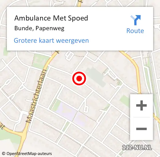 Locatie op kaart van de 112 melding: Ambulance Met Spoed Naar Bunde, Papenweg op 6 september 2014 01:09