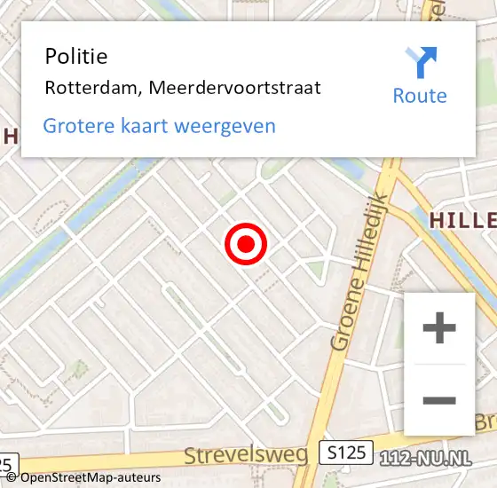 Locatie op kaart van de 112 melding: Politie Rotterdam, Meerdervoortstraat op 26 augustus 2023 22:38