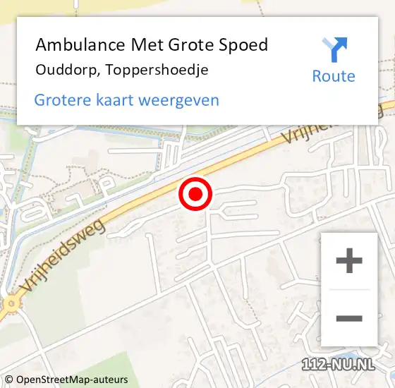 Locatie op kaart van de 112 melding: Ambulance Met Grote Spoed Naar Ouddorp, Toppershoedje op 26 augustus 2023 23:02