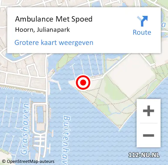 Locatie op kaart van de 112 melding: Ambulance Met Spoed Naar Hoorn, Julianapark op 27 augustus 2023 00:25