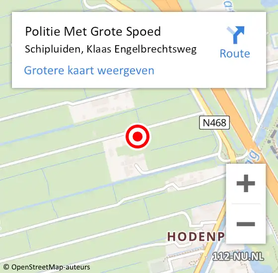 Locatie op kaart van de 112 melding: Politie Met Grote Spoed Naar Schipluiden, Klaas Engelbrechtsweg op 27 augustus 2023 01:10