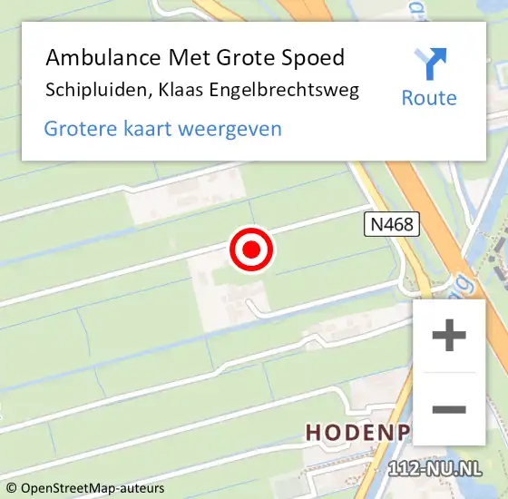 Locatie op kaart van de 112 melding: Ambulance Met Grote Spoed Naar Schipluiden, Klaas Engelbrechtsweg op 27 augustus 2023 01:12