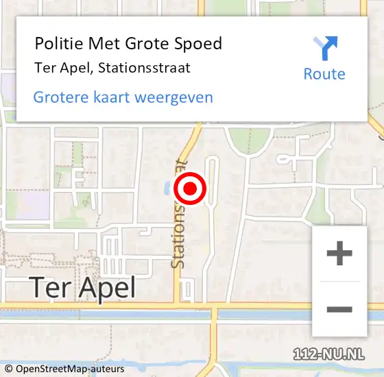 Locatie op kaart van de 112 melding: Politie Met Grote Spoed Naar Ter Apel, Stationsstraat op 27 augustus 2023 01:49