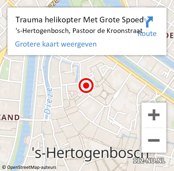 Locatie op kaart van de 112 melding: Trauma helikopter Met Grote Spoed Naar 's-Hertogenbosch, Pastoor de Kroonstraat op 27 augustus 2023 02:23