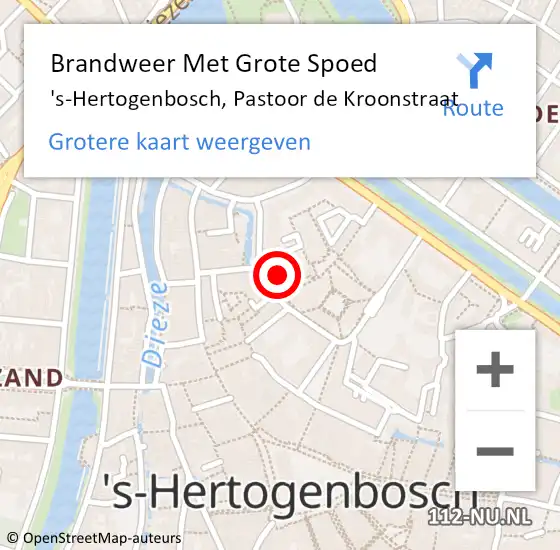 Locatie op kaart van de 112 melding: Brandweer Met Grote Spoed Naar 's-Hertogenbosch, Pastoor de Kroonstraat op 27 augustus 2023 02:24