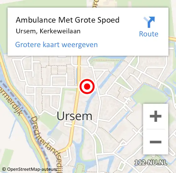 Locatie op kaart van de 112 melding: Ambulance Met Grote Spoed Naar Ursem, Kerkeweilaan op 27 augustus 2023 02:38