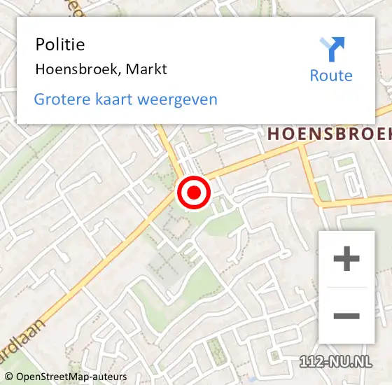 Locatie op kaart van de 112 melding: Politie Hoensbroek, Markt op 27 augustus 2023 03:21