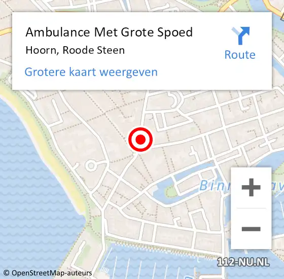 Locatie op kaart van de 112 melding: Ambulance Met Grote Spoed Naar Hoorn, Roode Steen op 27 augustus 2023 03:36