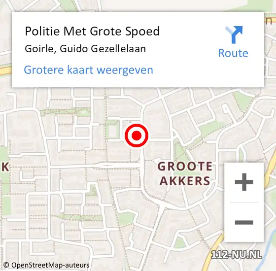 Locatie op kaart van de 112 melding: Politie Met Grote Spoed Naar Goirle, Guido Gezellelaan op 27 augustus 2023 05:18