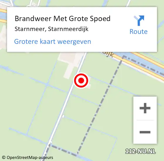 Locatie op kaart van de 112 melding: Brandweer Met Grote Spoed Naar Starnmeer, Starnmeerdijk op 27 augustus 2023 05:36