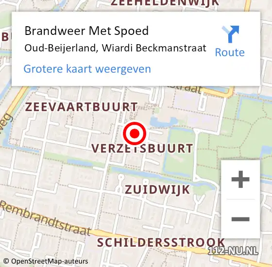 Locatie op kaart van de 112 melding: Brandweer Met Spoed Naar Oud-Beijerland, Wiardi Beckmanstraat op 27 augustus 2023 07:00