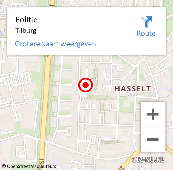 Locatie op kaart van de 112 melding: Politie Tilburg op 27 augustus 2023 07:18