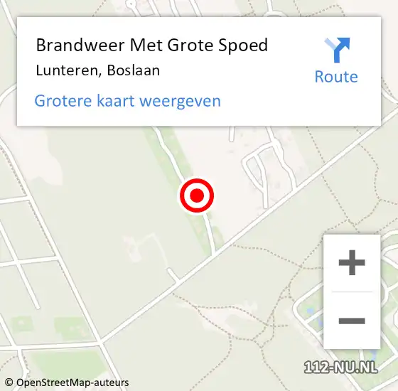 Locatie op kaart van de 112 melding: Brandweer Met Grote Spoed Naar Lunteren, Boslaan op 27 augustus 2023 08:12