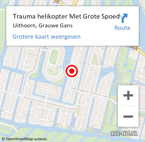 Locatie op kaart van de 112 melding: Trauma helikopter Met Grote Spoed Naar Uithoorn, Grauwe Gans op 27 augustus 2023 08:22