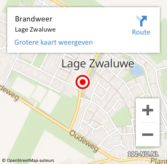 Locatie op kaart van de 112 melding: Brandweer Lage Zwaluwe op 27 augustus 2023 08:22