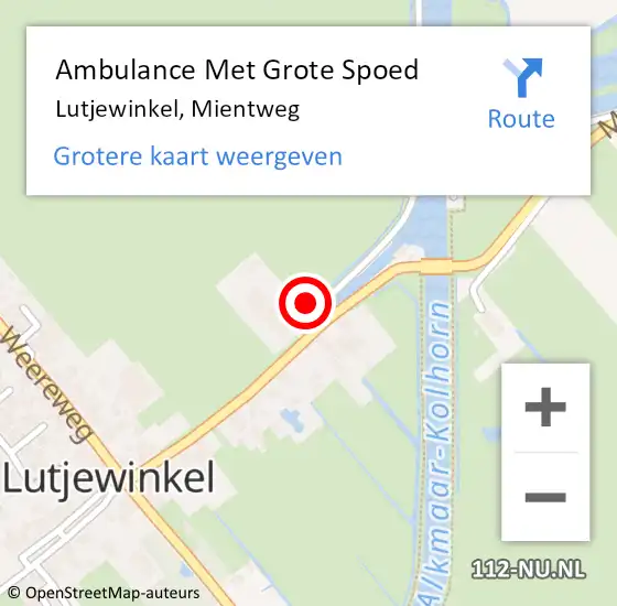Locatie op kaart van de 112 melding: Ambulance Met Grote Spoed Naar Lutjewinkel, Mientweg op 27 augustus 2023 08:44
